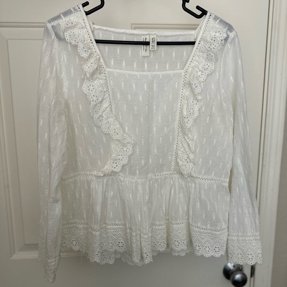 Anthropologie Meadow Rue Edelyn Ruffled Lace Blouse - Picture 2 of 7